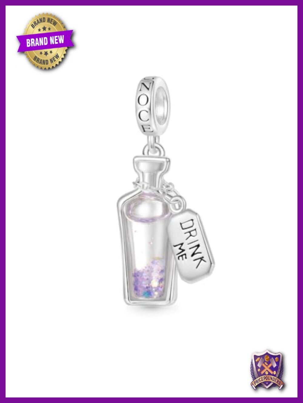 S925 Sterling Silver Alice in Wonderland DRINK ME Magic Potion Charm Pendant